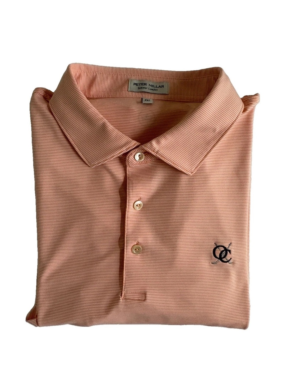 Peter Millar Summer Comfort 2XL Men’s Peach Polo Shirt Gladstone CC Golf Logo